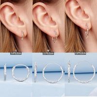925 Sterling Silver Textured Hoop Earrings - 3 Sizes