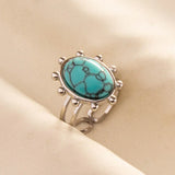 Stainless Steel Turquoise Colour Open Ring - 56 Options