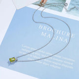 925 Sterling Silver Emerald Cut CZ Pendant Necklace - 9 Colours