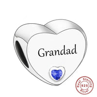 925 Silver Pink CZ Family Heart Charm - 50 Options
