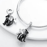 925 Sterling Silver Egyptian Cat and Ankh Charm