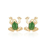 Fashion Natural Agate Semi-Precious Frog Studs