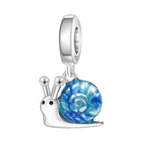 925 Sterling Silver Blue Snail Hanging Charm
