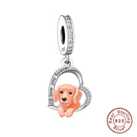 925 Silver Love You Forever Dog Hanging Charm - 33 Options