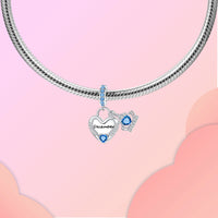 925 Sterling Silver Birthstone Heart Crown Hanging Charm - 12 options