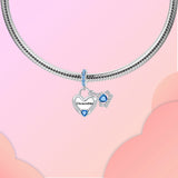 925 Sterling Silver Birthstone Heart Crown Hanging Charm - 12 options