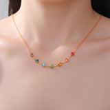 Stainless Steel 7 Colour CZ Necklace - 2 Colours - 2 Designs