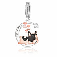 925 Silver Love You Forever Dog Hanging Charm - 33 Options