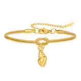 Stainless Steel Sea Themed Love Knot Snake Chain Bracelet - 2 Colours - 3 Options