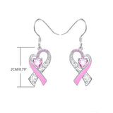 Fashion Love Heart Pink Ribbon Earrings