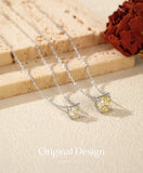 925 Sterling Silver Rose Cut Light Yellow CZ Octagon Necklace - 2 Options