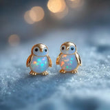 Fashion Inlaid Opal Frog/Penguin Stud Earrings - 4 Options