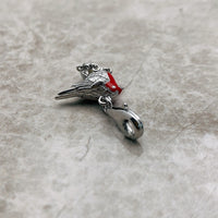 925 Sterling Silver Red Robin Hanging Charm - 2 Options