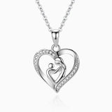 925 Sterling Silver Love Heart Mother and Child Necklace