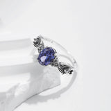 925 Sterling Silver Vintage Style CZ Tanzanite Colour Ring