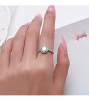 925 Sterling Silver Round Rainbow CZ Ring