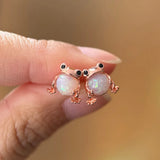 Fashion Inlaid Opal Frog/Penguin Stud Earrings - 4 Options