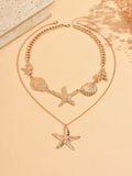 Fashion 2PCS Layered Sea Themed Necklace