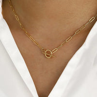 Stainless Steel Oval Link T Bar Necklace - 2 Colours