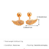 Stainless Steel Micro-inlay CZ Wings Stud Earrings - 2 Colours
