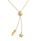 Stainless Steel CZ Octopus Seahorse Starfish Necklace - 2 Colours