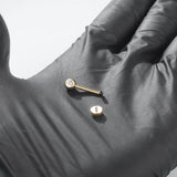 G23 Titanium CZ Curved Barbell Vertical Hood Lip Piercing - 2 Colours