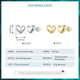 925 Sterling Silver Mini Heart Stud Earrings - 2 Colours