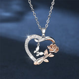 Fashion Rose Butterfly Heart Necklace