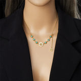 Stainless Steel Gold-plated Turquoise Tree of Life Necklace