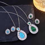 Fashion Droplet Natural Stone & Zircon Necklace/Earrings Set