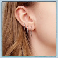 925 Sterling Silver Textured Hoop Earrings - 3 Sizes