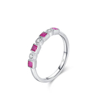 925 Sterling Silver Square Cubic Zirconia Stackable Ring - 2 Colours