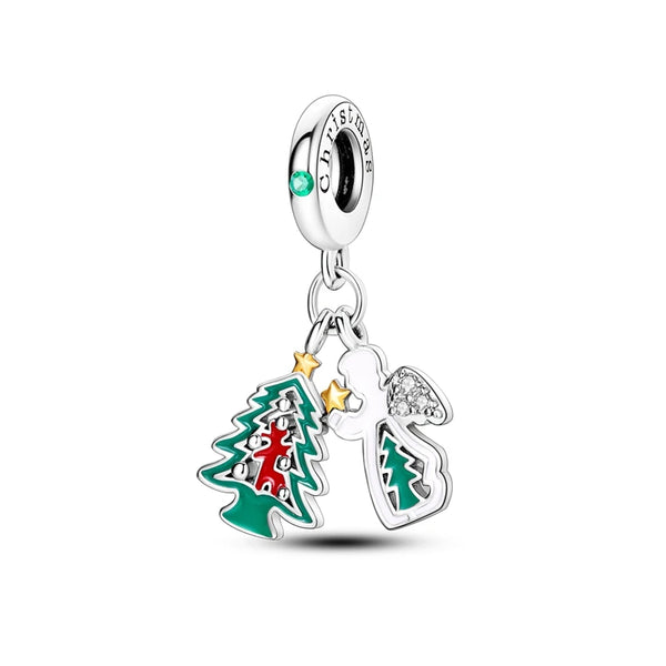 925 Sterling Silver Xmas Tree/Angel Hanging Charm