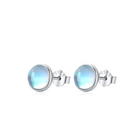 925 Sterling Silver Round Moonstone Stud Earrings - 3 Sizes