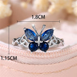 Fashion Blue CZ Butterfly Ring - 2 Colours