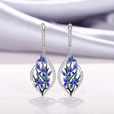 Fashion Blue Flower Dangle Earrings