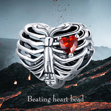 925 Sterling Silver Ribs Heart Bead Charm