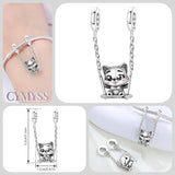 925 Sterling Silver Swinging Cat Hanging Charm