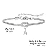 Stainless Steel Initial Love Knot Double Snake Chain Bracelet - 2 Colours - 26 Letters