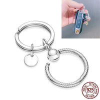 925 Sterling Silver O Pendant Keyring - 4 Options