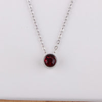 Stainless Steel Round Birthstone Pendant Necklace - 2 Colours - 12 Options