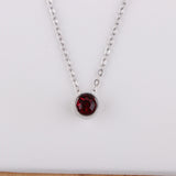 Stainless Steel Round Birthstone Pendant Necklace - 2 Colours - 12 Options