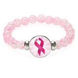 Fashion Breast Cancer Awareness Pink Ribbon Beaded Bracelet  - 8 Options