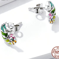 925 Sterling Silver Chameleon Enamel Ring/Earrings/Set