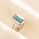 Stainless Steel Turquoise Colour Open Ring - 56 Options