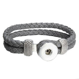 18mm Printed Rope or Plain Leather Snap Bracelet - 41 Options