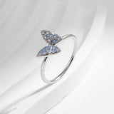 925 Sterling Silver Blue Opal Butterfly Ring
