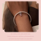 925 Sterling Silver Rope and Pink Heart Charm