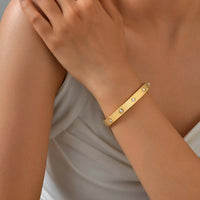 Stainless Steel Cubic Zirconia Classic CZ Bangle - 5 Options