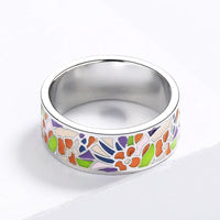 Enamel Floral Ring & Earrings Set